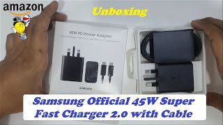 Samsung Official UK 45W Super Fast Charger 20 with Cable  Unboxing 2023 [upl. by Eenahs]