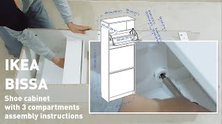 IKEA BISSA Shoe cabinet with 3 compartments assembly instructions [upl. by Rotow188]