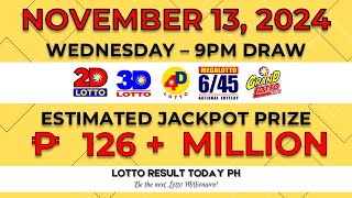 WATCH PCSO Live Lotto Result Today 9PM November 13 2024  LRT PH [upl. by Kimbra]