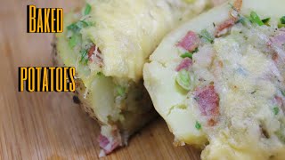 Delicious baked potatoes with bacon and cheese [upl. by Nosyaj]