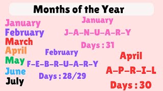 Months Name  Months of the Year  January February  Months Names For Kids And Toddlers [upl. by Eirene]