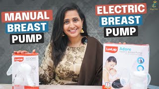 Electric breast pump vs Manual breast pump  Lasya Vlogs  Lasya Talks [upl. by Latoye]