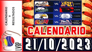 LVBP ⚾ RESULTADOS POSICIONES CALENDARIO 21102023 JUEGOS DE HOY 3N LA LIGA VENEZOLANA DE BÉISBOL [upl. by Reginauld]