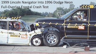 1999 Lincoln Navigator Into 1996 Dodge Neon Full Overlap Frontal Crash Test [upl. by Laemaj]