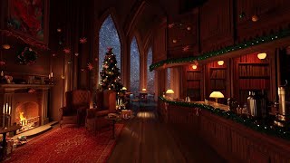 Christmas Coffee Shop Bookstore Ambience with Instrumental Jazz Christmas Music amp Fireplace [upl. by Letnahc]