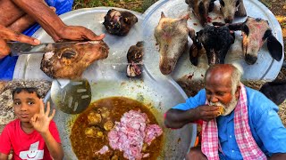 Mutton Head Curryஆட்டு தலக்கறி குழம்பு Goat recipe  Mutton brain fry [upl. by Animehliw]