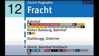 VBG Ansagen » 12 Zürich Flughafen Fracht — Zürich Bahnhof Stettbach  SLBahnen [upl. by Enirok]