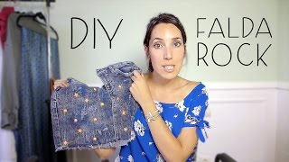 DIY Falda Vaquera con rotos y tachuelas  DIY Ripped Jeans with Studs [upl. by Alegnaed]