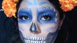 maquillaje sencillo  CATRINA AZUL [upl. by Nyleimaj]