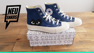 Comme des Garçons PLAY x Converse Black Heart  Blue Quartz  Close Up  On Foot Review [upl. by Edrock]