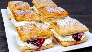 They will disappear in a minutePerfect dessert of puff pastry and pastry creamReady in 20 minutes [upl. by Amol]