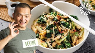 Salat aus Pak Choi und Pilzen Rezept  Vegan [upl. by Goldy]