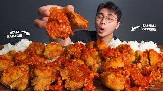 NAGIH PARAH MUKBANG AYAM KARAGE GEPREK SAMBAL ULEK PAKE NASI🥵 [upl. by Friedrick242]