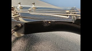 GIBSON ES 335 FIX LACQUER FINISH DAMAGE FROM WALL MOUNT GUITAR HANGER [upl. by Belldame224]