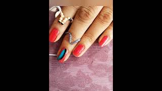 Redblack Nail art design at home ✨naildesgine shortfeed nails [upl. by Goldfinch]