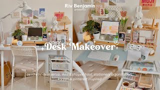 Aesthetic Desk Makeover  IKEA haul stationery organization Pinterest amp Koreaninspired 🌷✨ [upl. by Devan]