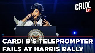 US Elections Live  Cardi B Reads From Phone After Teleprompter Fails At Harris Wisconsin Rally [upl. by Drawe973]