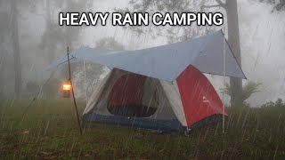 Solo Camping in Heavy Rain  Cozy Tent Night  ASMR Relaxing [upl. by Karlotte]