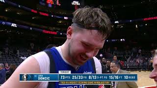 Luka Doncic talks 73pt game vs Hawks Postgame Interview [upl. by Essined915]