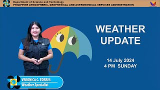 Public Weather Forecast issued at 4PM  July 14 2024  Sunday [upl. by Enyrat589]