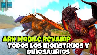 BETA ARK MOBILE REVAMP TODOS los MONSTRUOS y DINOSAURIOS de THE ISLAND [upl. by Horwitz568]