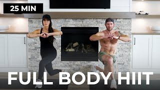 25 Min FULL BODY HIIT for Beginners No Equipment Couple Workout  Advanced Variations [upl. by Rydder]