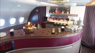 Qatar Airways A380 First Class and Business Class onboard bar [upl. by Ayifa]