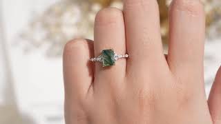 6x8mm Emerald Cut Moss Agate Engagement Ring Lahela Jewelry [upl. by Henebry188]