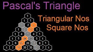 Triangular Numbers and Square Numbers in Pascals Triangle [upl. by Ricard]