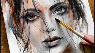 Portrait Painting quotFREEquot How To Acrylic Painting Technique [upl. by Jasun493]