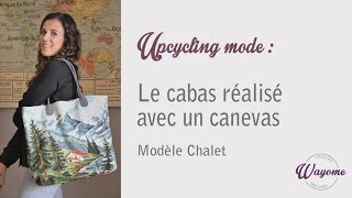 Upcycling mode  le cabas réalisé avec un canevas  modèle chalet [upl. by Raina]