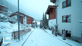 Snowy Walk in Zermatt Switzerland Winter Snowfall in the Alps 4K [upl. by Carissa]