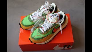 Unboxing and Real VS fake Sacai x Nike LDV Waffle Green Yellow Review [upl. by Aurora]