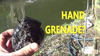 Suspected hand grenade found magnet fishing [upl. by Sara-Ann]