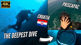 THE DEEPEST RECREATIONAL DIVE  Priscapac Korcula Croatia  4K Cinematic Video [upl. by Ortensia]