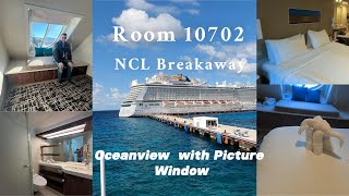 NCL Breakaway OceanView with Picture window Room 10702 Tour [upl. by Ruffina]