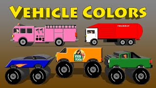 Vehicle Colors  Monster Truck Van Motorcycle Fire Engine Garbage Truck [upl. by Aniraad825]