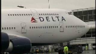 Delta 747400 arrives at LAX [upl. by Esiuqram]