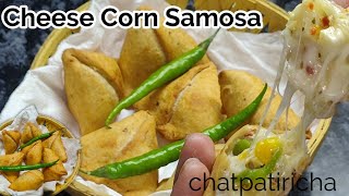 How To Make Cheese Corn Samosa  Corn And Cheese Samosa Easy Recipe  Snack Recipes  pizza samosa [upl. by Cott]