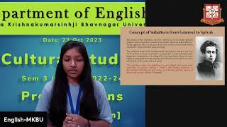 Cultural Studies  Paper205  Presentation Sem 3  Gayatri Chakravorty Spivaks Concept of Subaltern [upl. by Brockwell764]