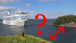 Huge Baltic ferry crossing a narrow path  Suomenlinna Helsinki [upl. by Maddeu407]