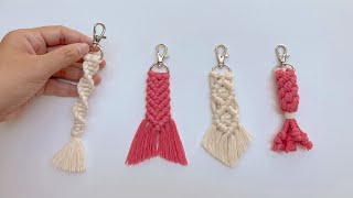 DIY 4 Macrame Keychain Tutorial  Easy Macrame Keychain for Total Beginner [upl. by Anyd]