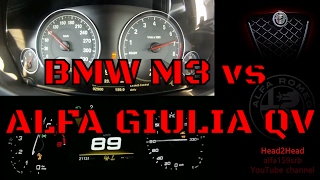 BMW M3 F80 VS Alfa Romeo Giulia QV MT acceleration  NEW Head2Head SERIES [upl. by Sou640]