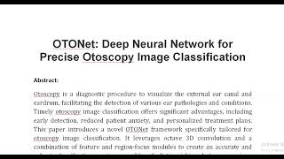 OTONet Deep Neural Network for Precise Otoscopy Image Classification [upl. by Htilil115]