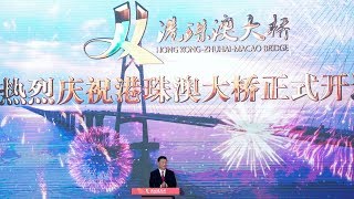 Chinas Xi opens Hong KongZhuhaiMacau bridge [upl. by Ynnavoig]