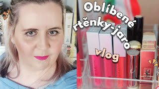 VlogMoje oblíbené rtěnky na jaroKteré barvy jsou TOP♥️⚘️🌷kosmetika vlog [upl. by Sufur373]