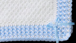 BABY BLANKET CROCHET PATTERN WITH BEAUTIFUL CROCHET STITCH FOR BABY BLANKETS AND EASY CROCHET BORDER [upl. by Aneliram]