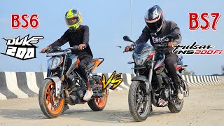 2024 Bajaj Pulsar NS 200 Vs Bs6 KTM Duke 200 Drag Race 🔥 [upl. by Kramer]