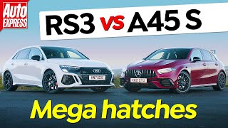 2022 Audi RS3 vs MercedesAMG A45 S HEAD TO HEAD  Auto Express 4K [upl. by Siryt]