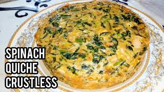 Spinach and Cheese Quiche  Crustless Spinach Quiche  Samias Kitchen [upl. by Soloman]